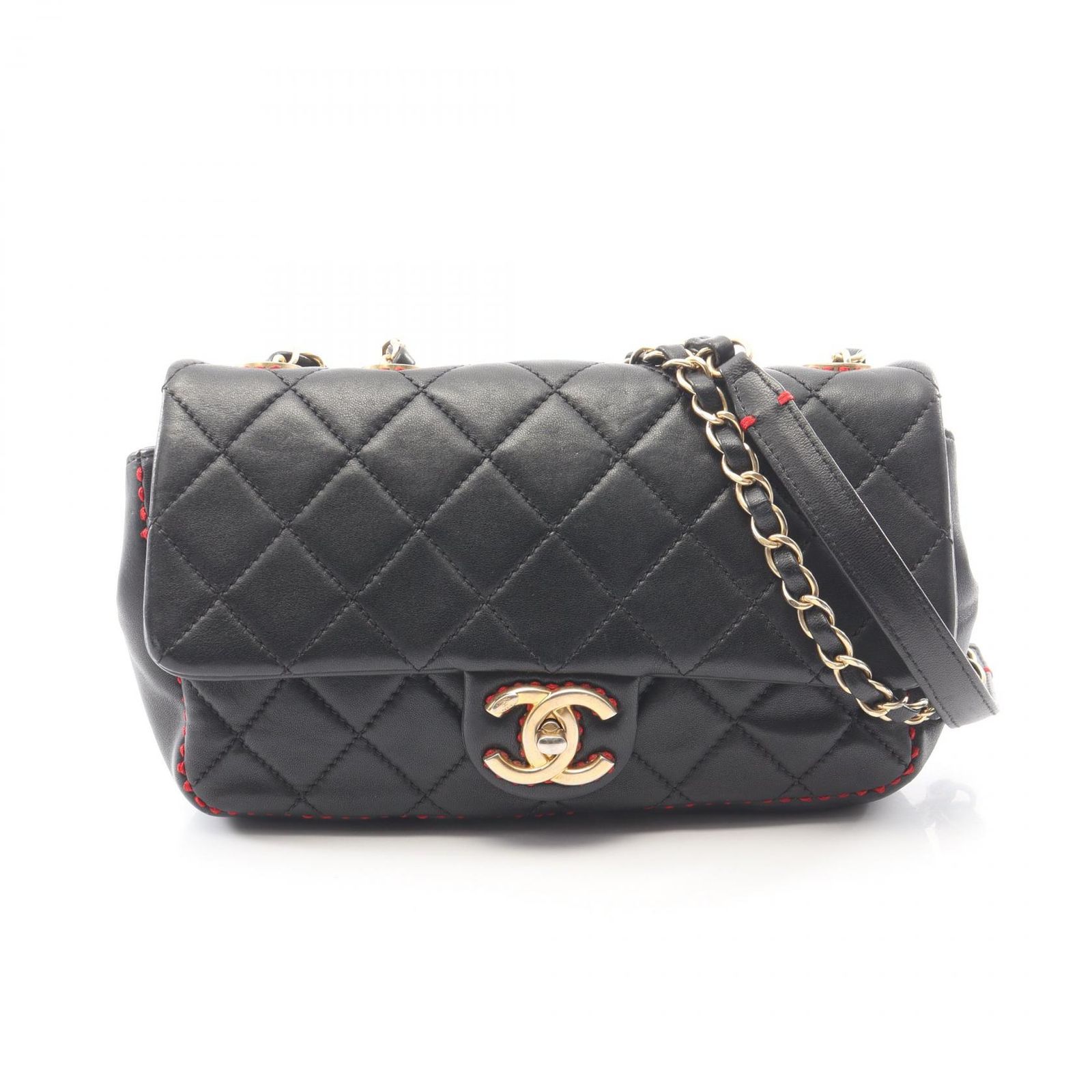 シャネル CHANEL ショルダーバッグ マトラッセ シングルフラップ ブラック ラムスキン（羊革） マトラッセ シングルフラップ チェーンショルダー レディース