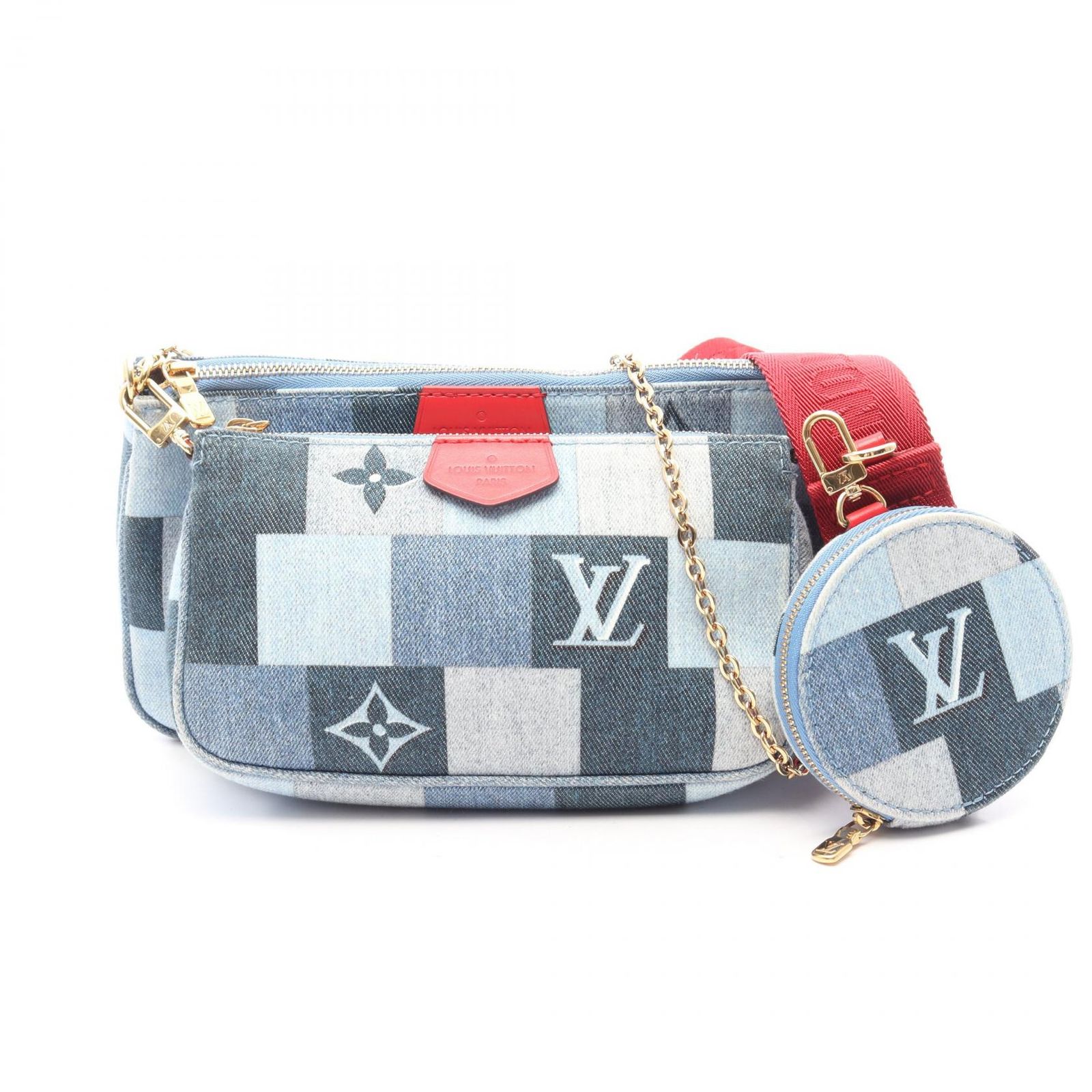 ルイ・ヴィトン LOUIS VUITTON ショルダーバッグ ミュルティ ポシェット アクセソワール 2WAY M44990 デニム レザー ミュルティ・ポシェット・アクセソワール レディース