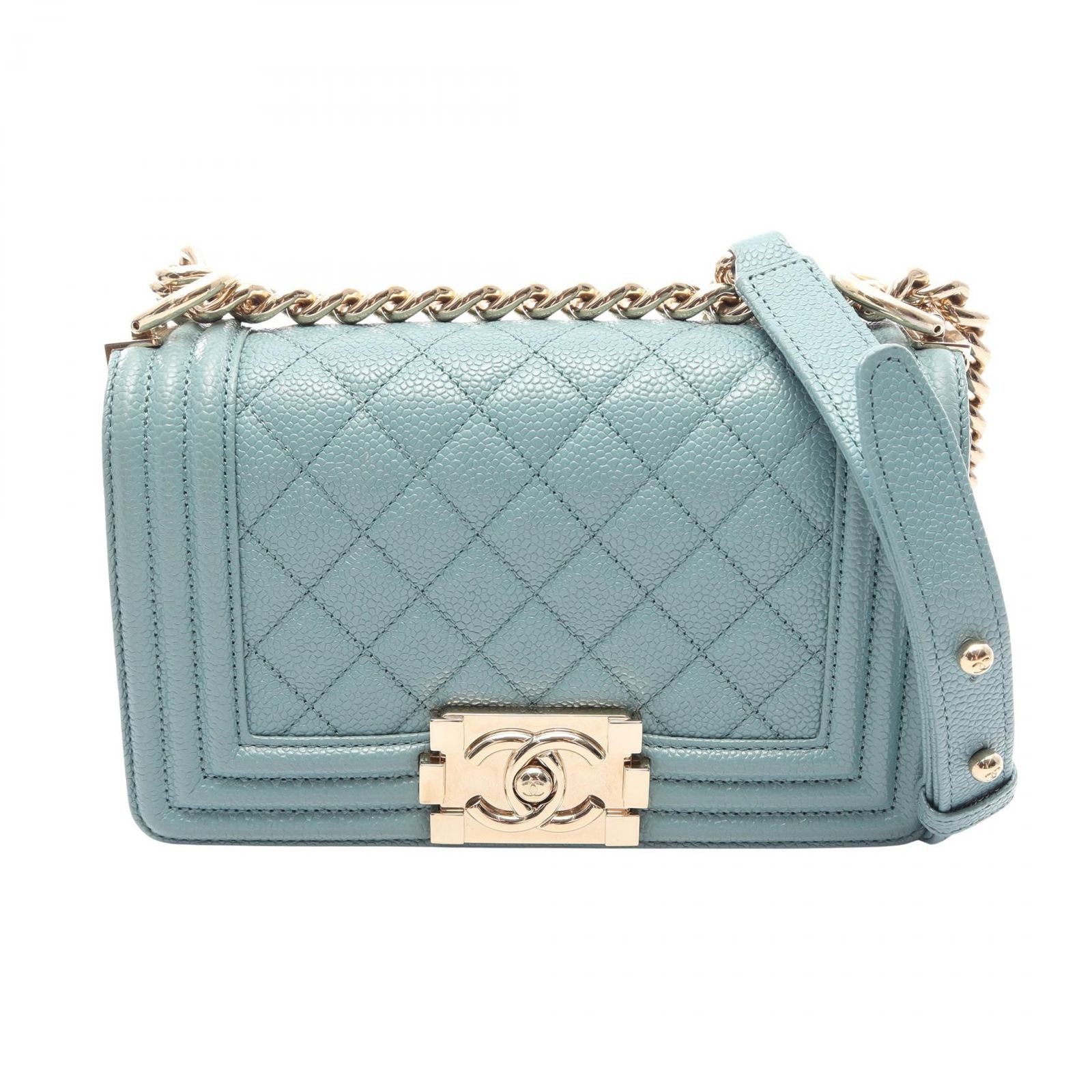 シャネル CHANEL ショルダーバッグ ボーイシャネル スモール A67085 ライトブルー キャビアスキン(グレインドカーフ) ボーイシャネル スモール チェーンショルダー