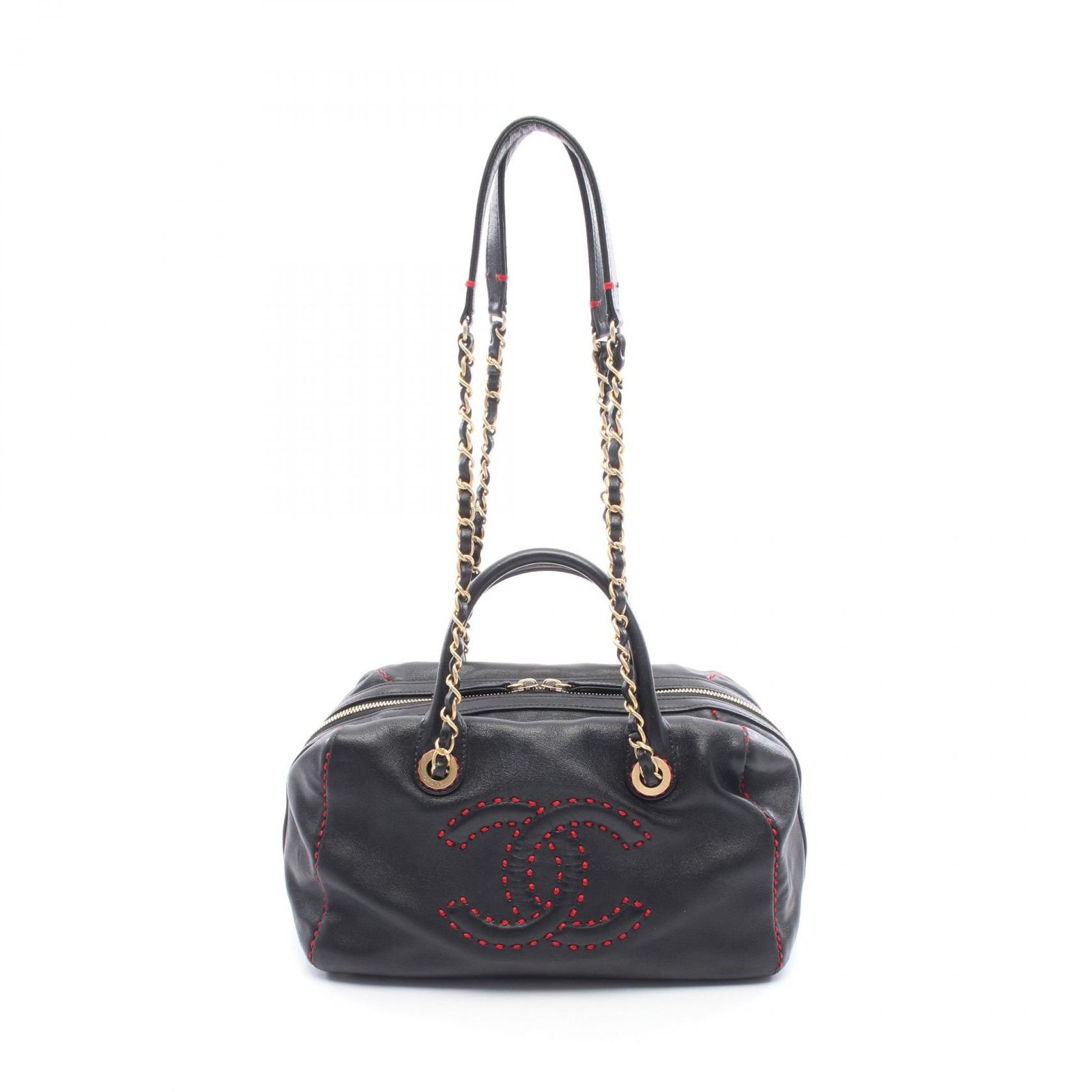 シャネル CHANEL ショルダーバッグ ココマーク ブラック ラムスキン（羊革） ココマーク 2wayボストンバッグ レディース Used B