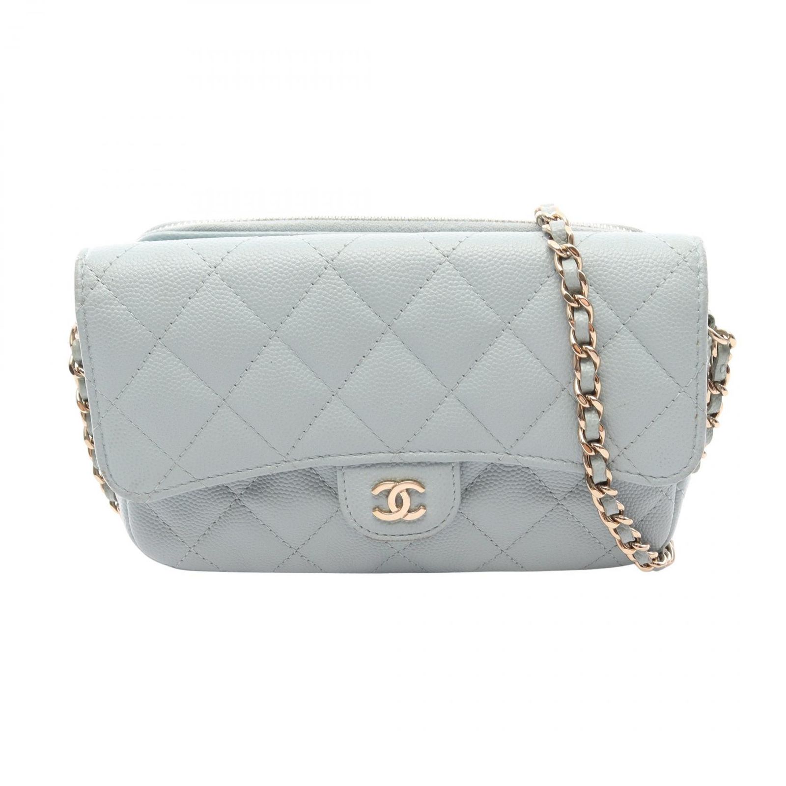 シャネル CHANEL ショルダーバッグ マトラッセ チェーンフォンケースウォレット AP2096 ライトブルー キャビアスキン(グレインドカーフ) マトラッセ フォンケース チェーンウォレット