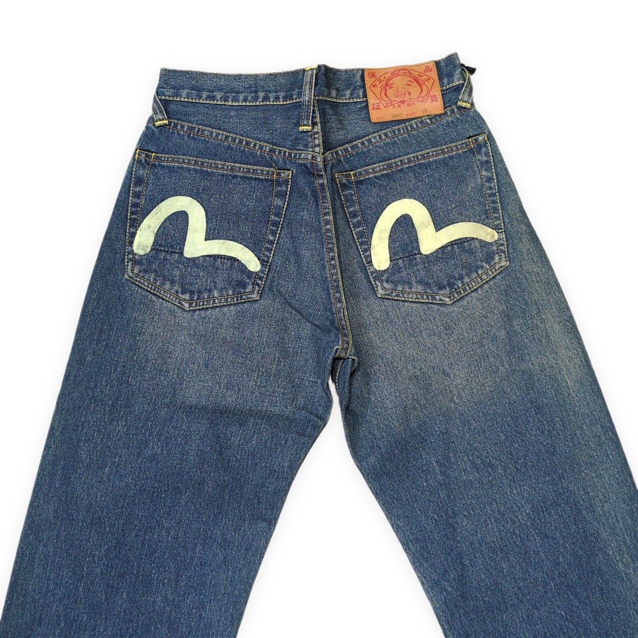 EVISU エヴィス ダブルニー レア 白カモメ W33 LOT 0001 EVISU エヴィス Lot.0001 デニムパンツ ジーンズ 白カモメペイント