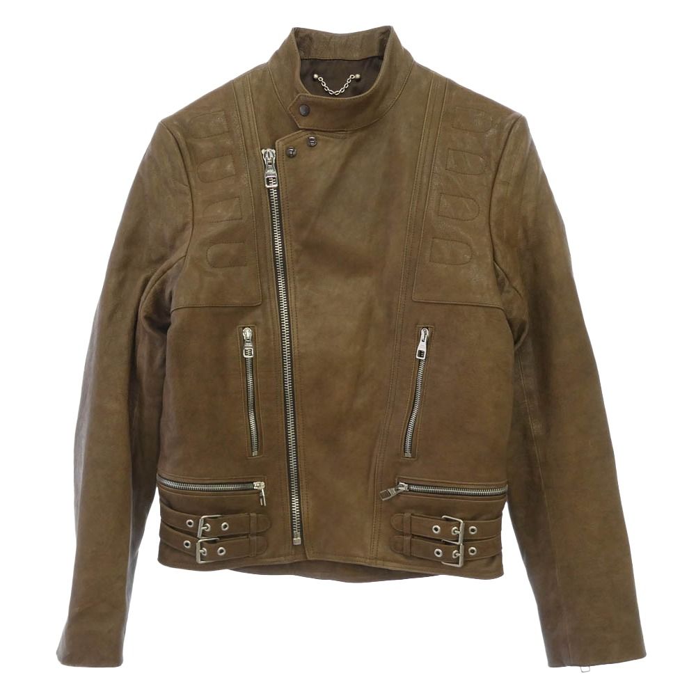 LOUIS VUITTON ルイ・ヴィトン MMLJ52KFX バッファローレザー セミダブルライダース ジャケット ブラウン系 44【中古】 LOUIS VUITTON ルイ・ヴィトン MMLJ52KFX バッファローレザー