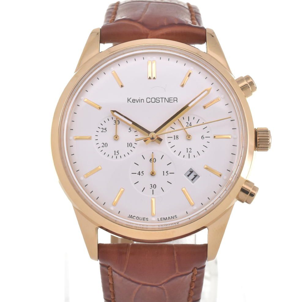 ☆未使用品【JACQUES LEMANS】ジャックルマン ケビンコスナー・コレクション KC-103B クロノグラフ クォーツ メンズ F#W0031