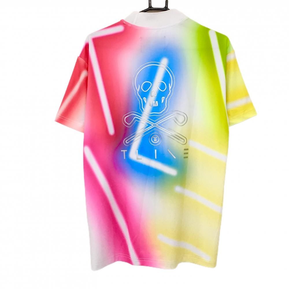 超美品】マークアンドロナ 半袖ハイネックシャツ 白×マルチカラー 背面
