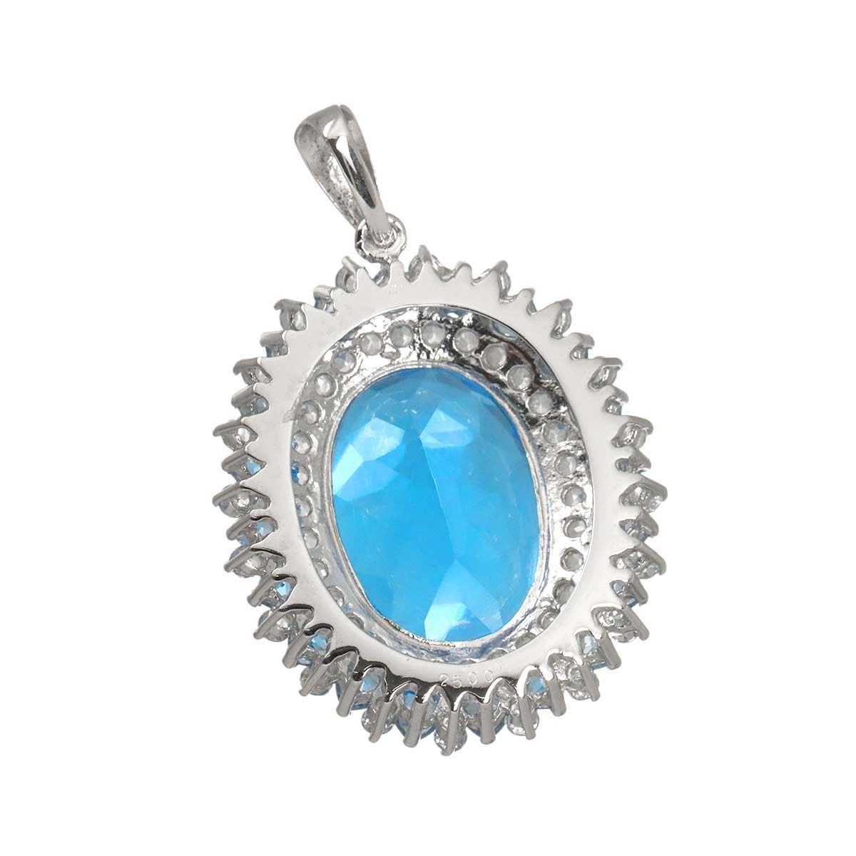 ブルートパーズ 25.00ct ペンダント トップ K14 WG ホワイトゴールド