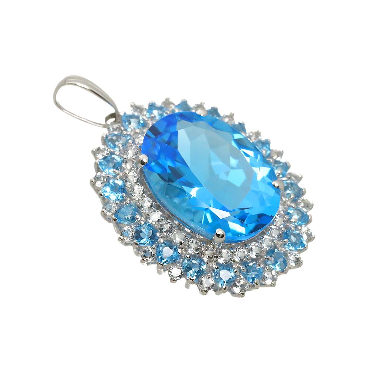 ブルートパーズ 25.00ct ペンダント トップ K14 WG ホワイトゴールド