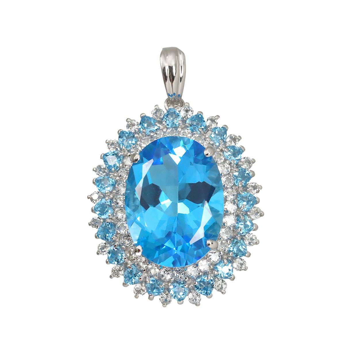 ブルートパーズ 25.00ct ペンダント トップ K14 WG ホワイトゴールド