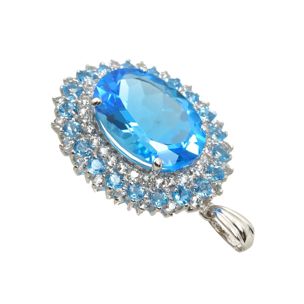 ブルートパーズ 25.00ct ペンダント トップ K14 WG ホワイトゴールド