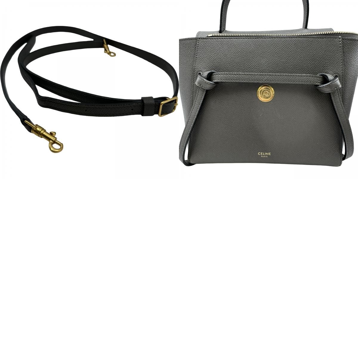 セリーヌ CELINE ベルトバッグ ナノ 189003 グレー ゴールド金具