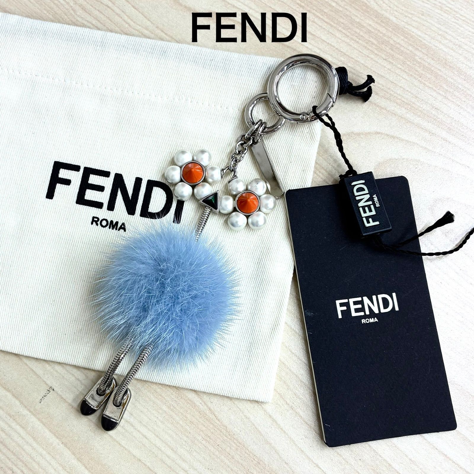 フェンディ FENDI】バグズモンスターミンクファーチャーム リング