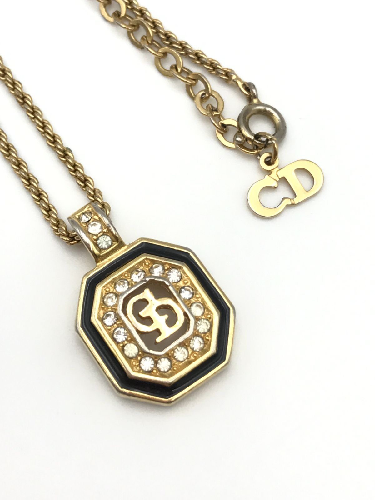 Christian Dior　ディオール　ネックレス　ラインストーン　ゴールド系　1284