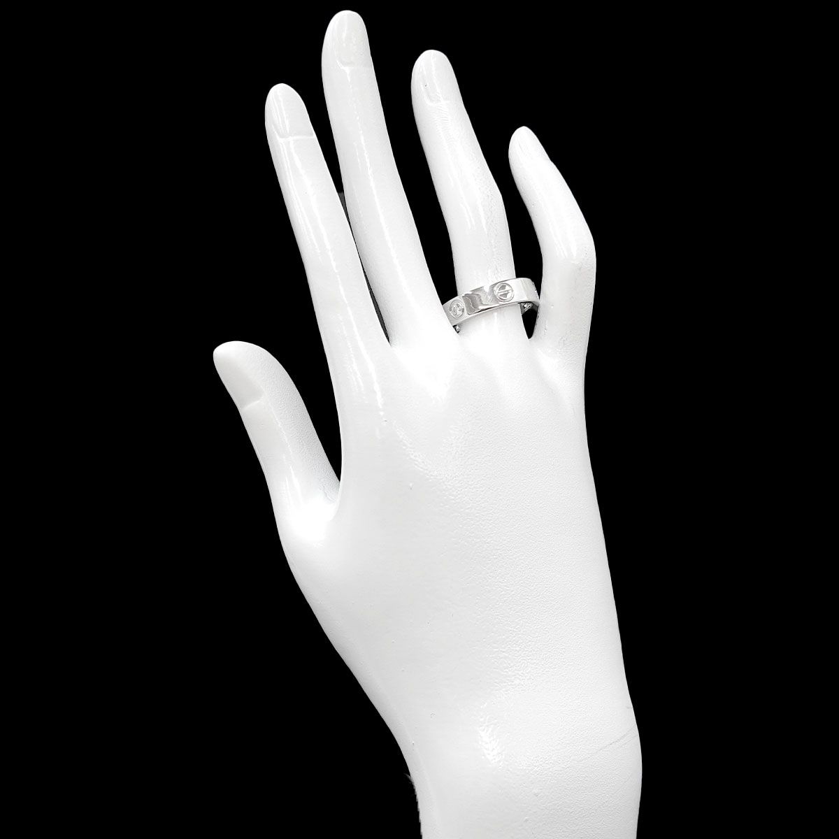 カルティエ Cartier ラブ #58 リング ハーフ ダイヤ 3P K18 WG