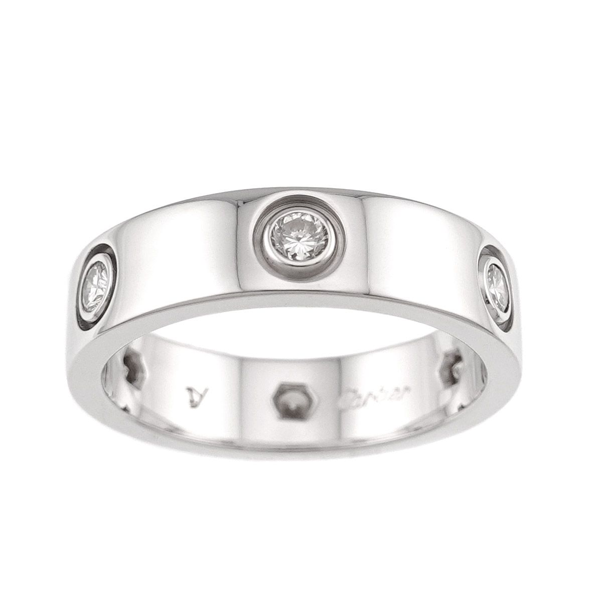 カルティエ Cartier ラブ #57 リング フル ダイヤ K18 WG ホワイト