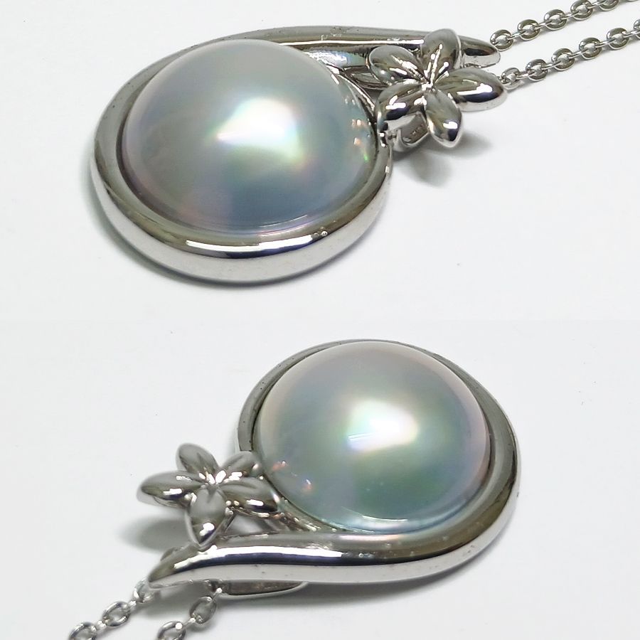 レディース 美品✨TASAKI ブルーグレー マベパール ネックレス 