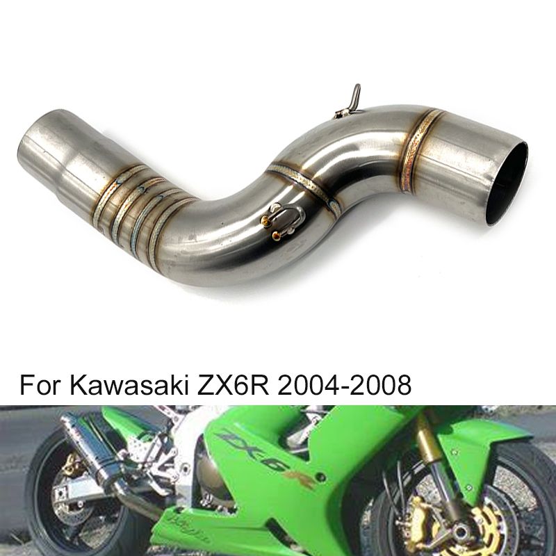Kawasaki ZX-6R ZX6R 2004-2008 ステンレス エキゾーストミドルパイプ