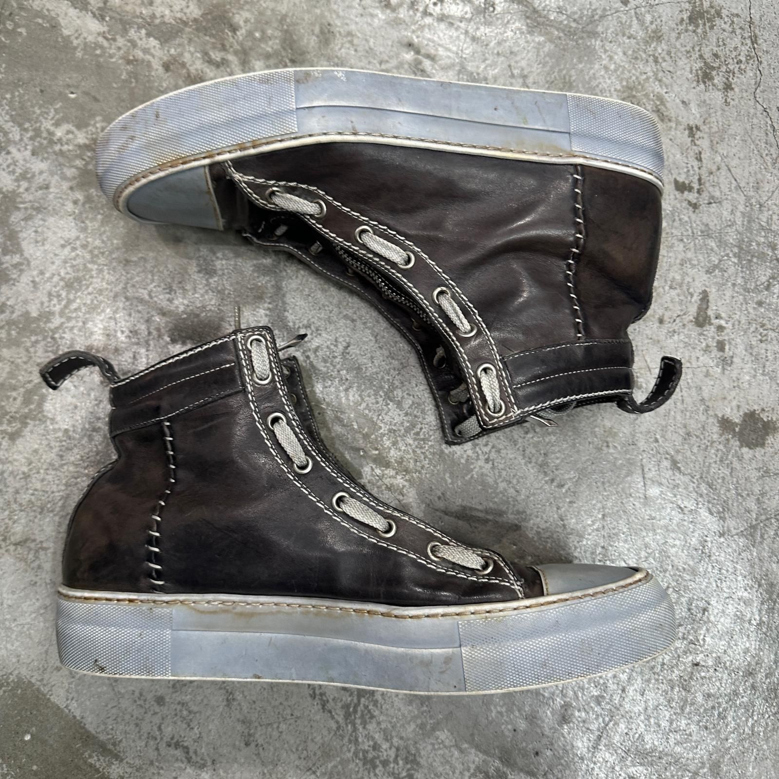 incarnation  Horse Leather Sneaker ZiP Front フロントジップ スニーカー インカネーション 32611V グレー 40 25cm （18420M） incarnation Horse Leather Sneaker ZiP Front フロントジップ