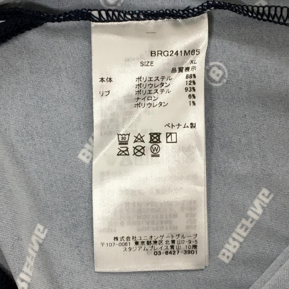 超美品】ブリーフィング 半袖ハイネックシャツ ネイビー×白 ロゴ総柄