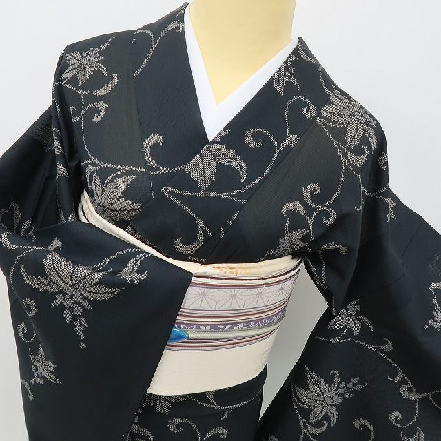 夏着物 未使用品 サマーウール 単衣 花柄 可愛い 小紋 NK-968 夏着物 