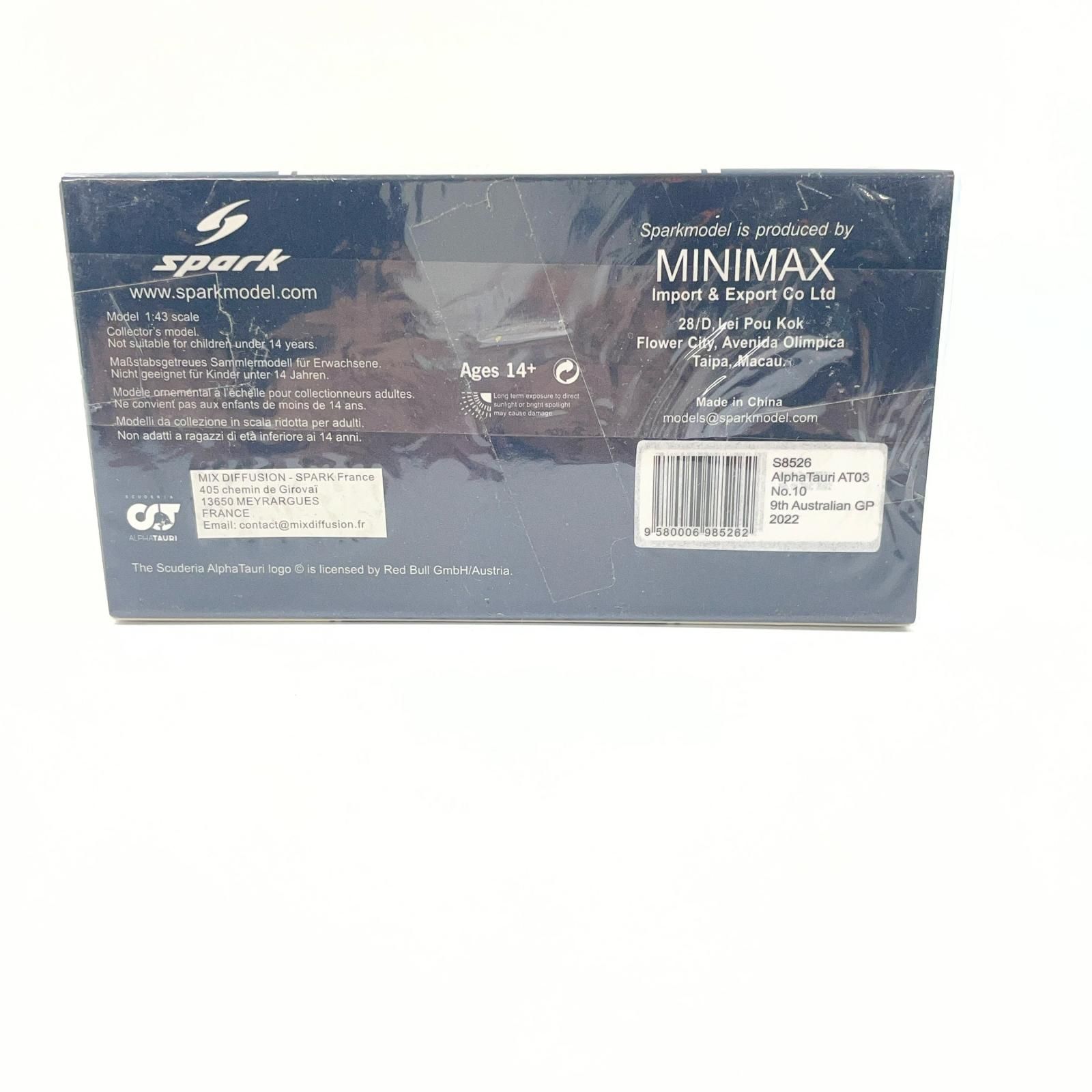尾張小牧店】 中古Spark 1/43 AlphaTauri AT03 No.10 Scuderia