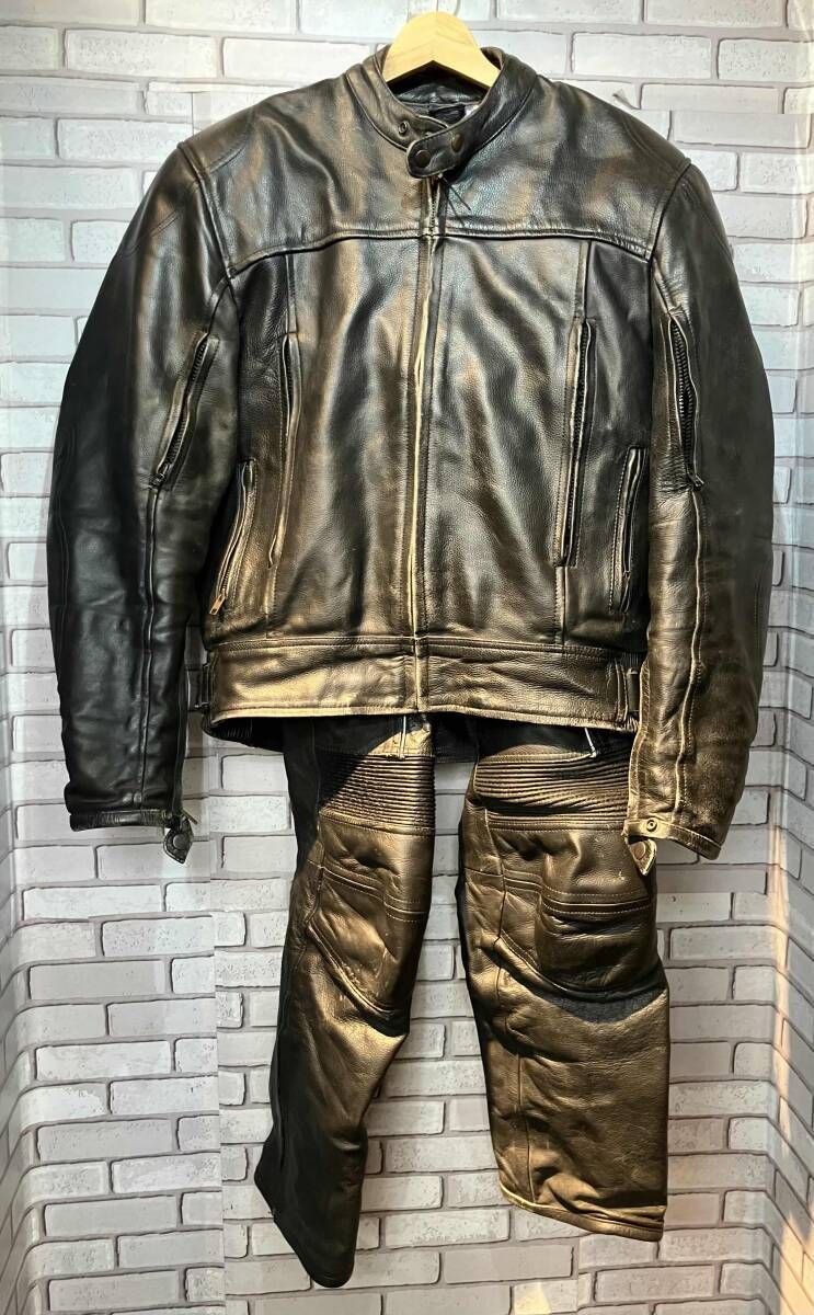 GOOD LUCK グッドラック シングルライダース レザーライディングスーツ ジャケット パンツ セットアップ 34 Lサイズ