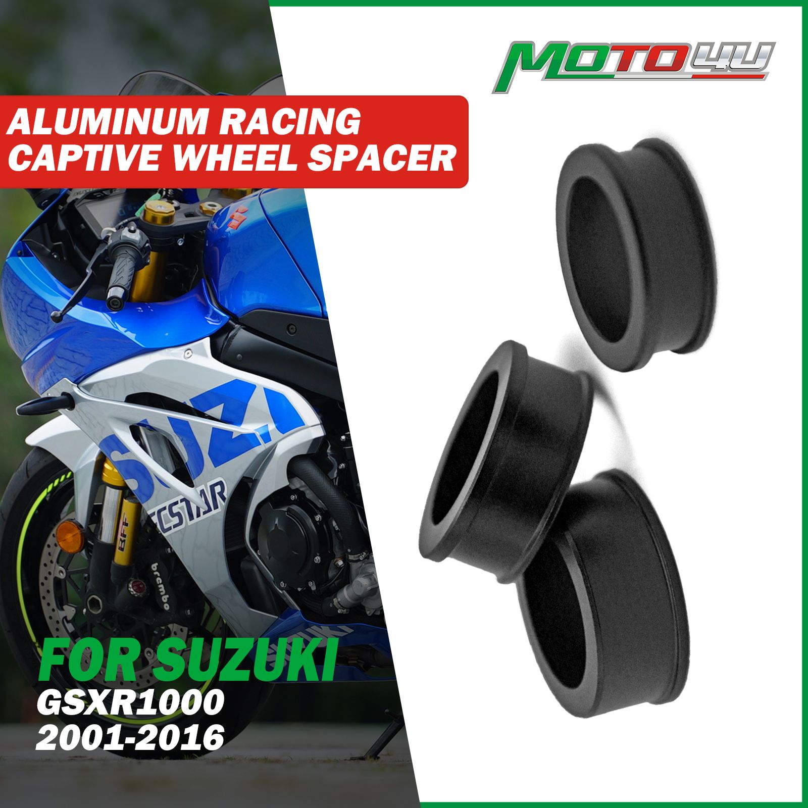 Suzuki GSXR1000 2001-2016 用 アルミ製キャプティブホイールスペーサー 3個セット 6,802円