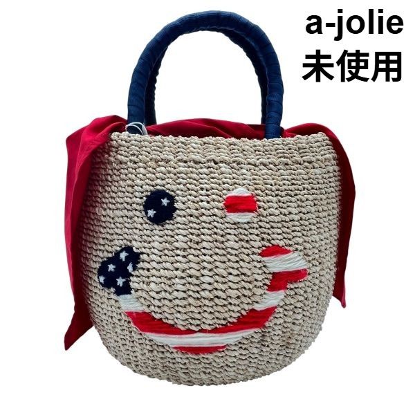 未使用 アジョリー a-jolie かごバッグ トート ハンド 鞄 にこちゃん