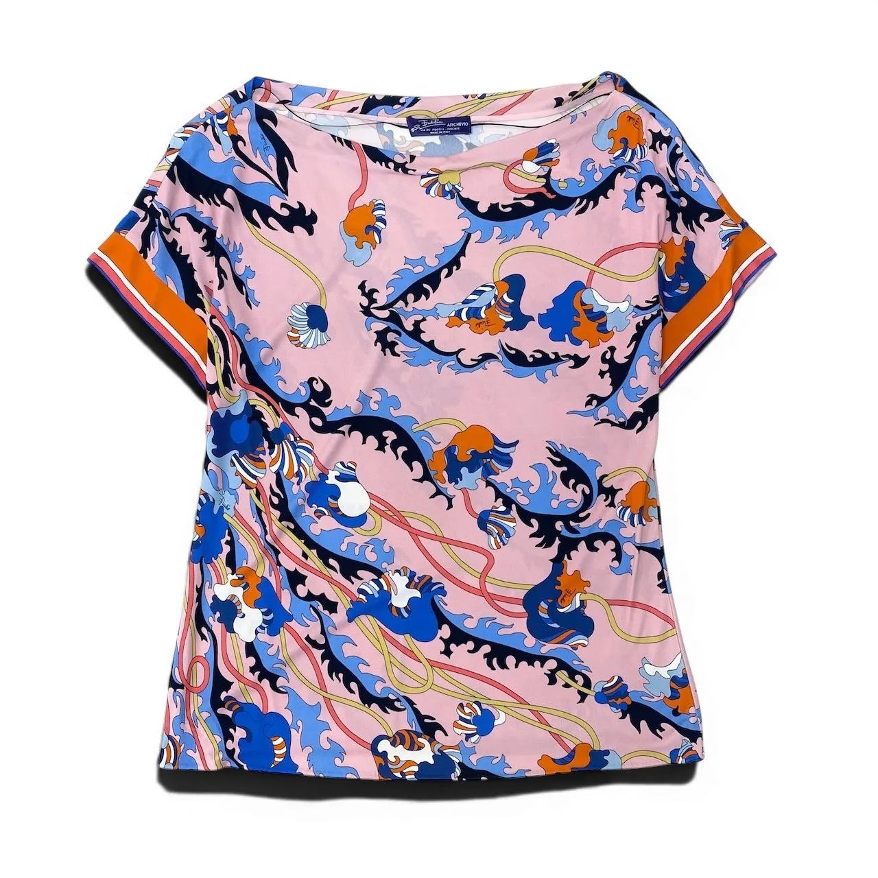 エミリオプッチ EMILIO PUCCI シルク袖ボートネックコットンカットソー