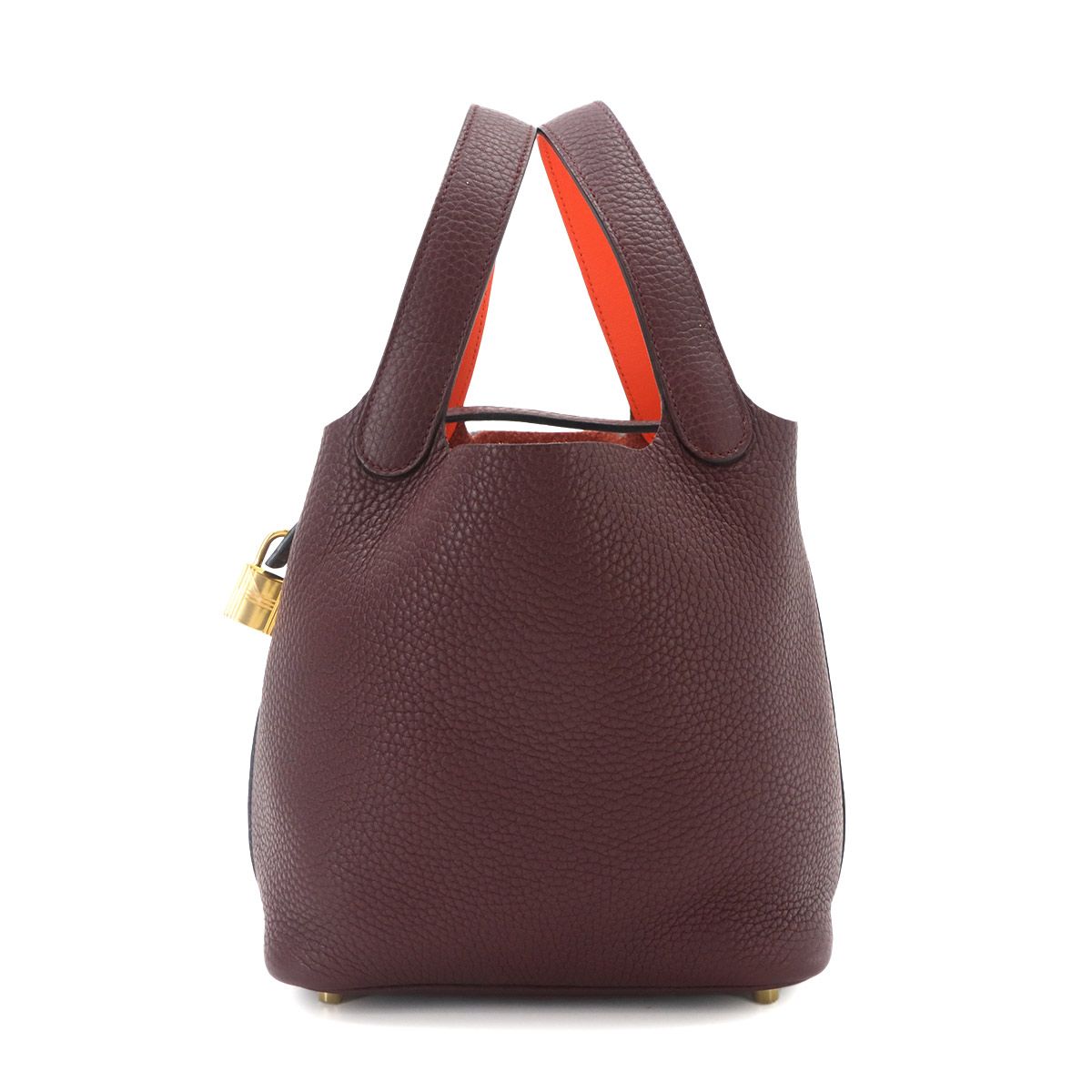 新品同様 エルメス HERMES ピコタンロック エクラ 18 PM ハンド バッグ トリヨンクレマンス スイフト プルーン オレンジポピー 90333882 215,000円
