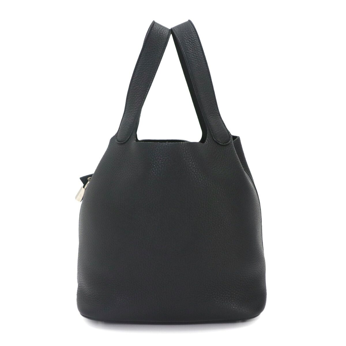 美品 エルメス HERMES ピコタンロック 22 MM ハンド バッグ トリヨンクレマンス ブラック Y刻印 シルバー 金具 Picotin Lock MM 90335163