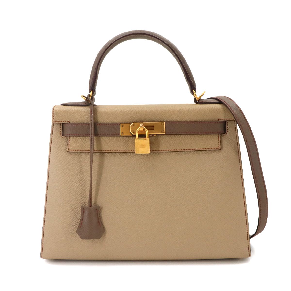 新品同様 エルメス HERMES ケリー 28 パーソナル SPO エプソン トレンチ エトゥープ ハンド ショルダー バッグ C刻印 外縫い 90335368