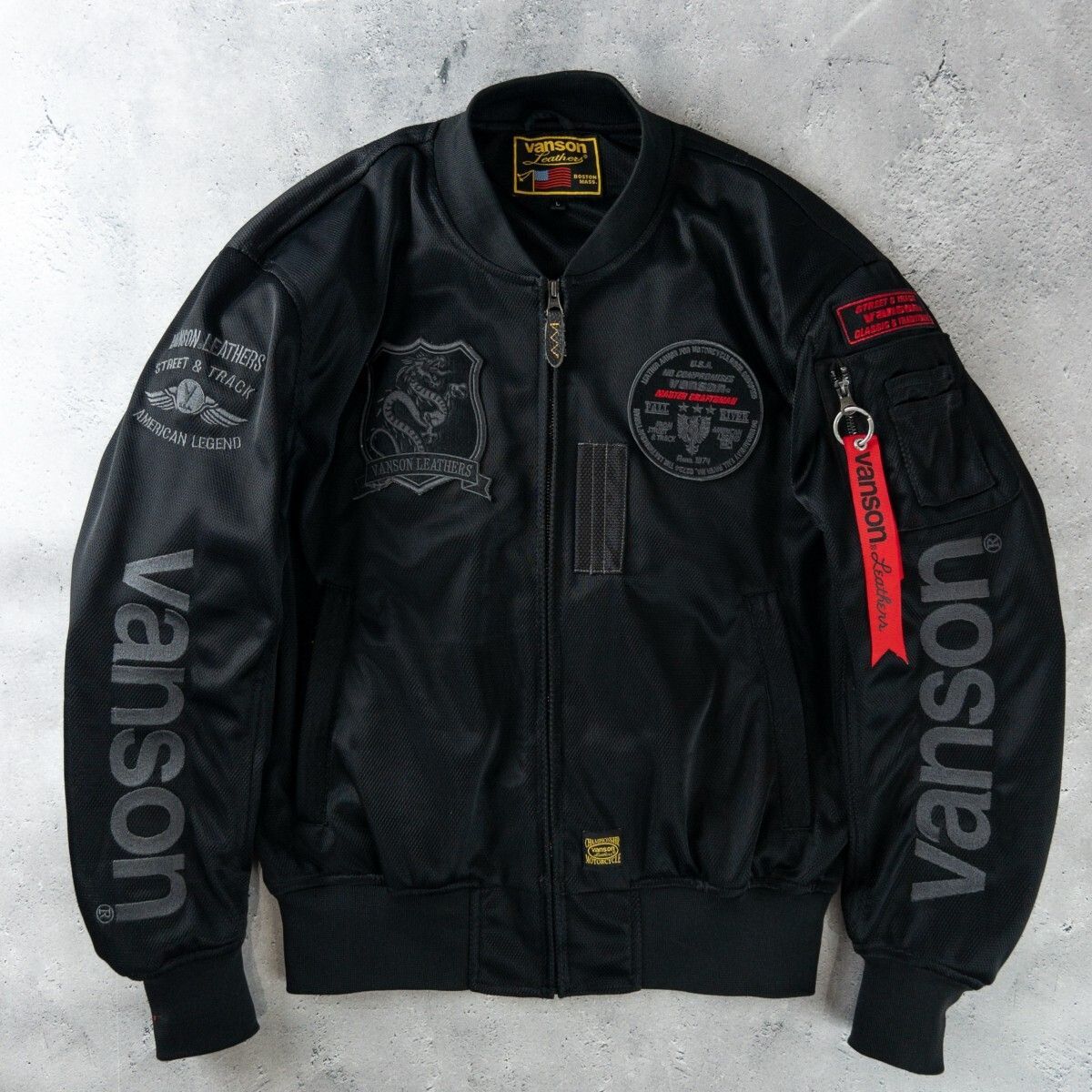 美品 VANSON バンソン プロテクター付き 限定モデル MA-1 メッシュ
