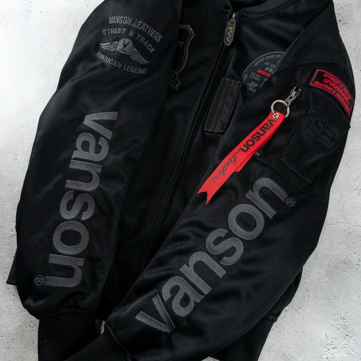 VANSON バンソン プロテクター付き 限定モデル MA-1 メッシュ ライダース ジャケット ボンバージャケット L メンズ 美品 VANSON バンソン プロテクター付き 限定モデル MA-1 メッシュ