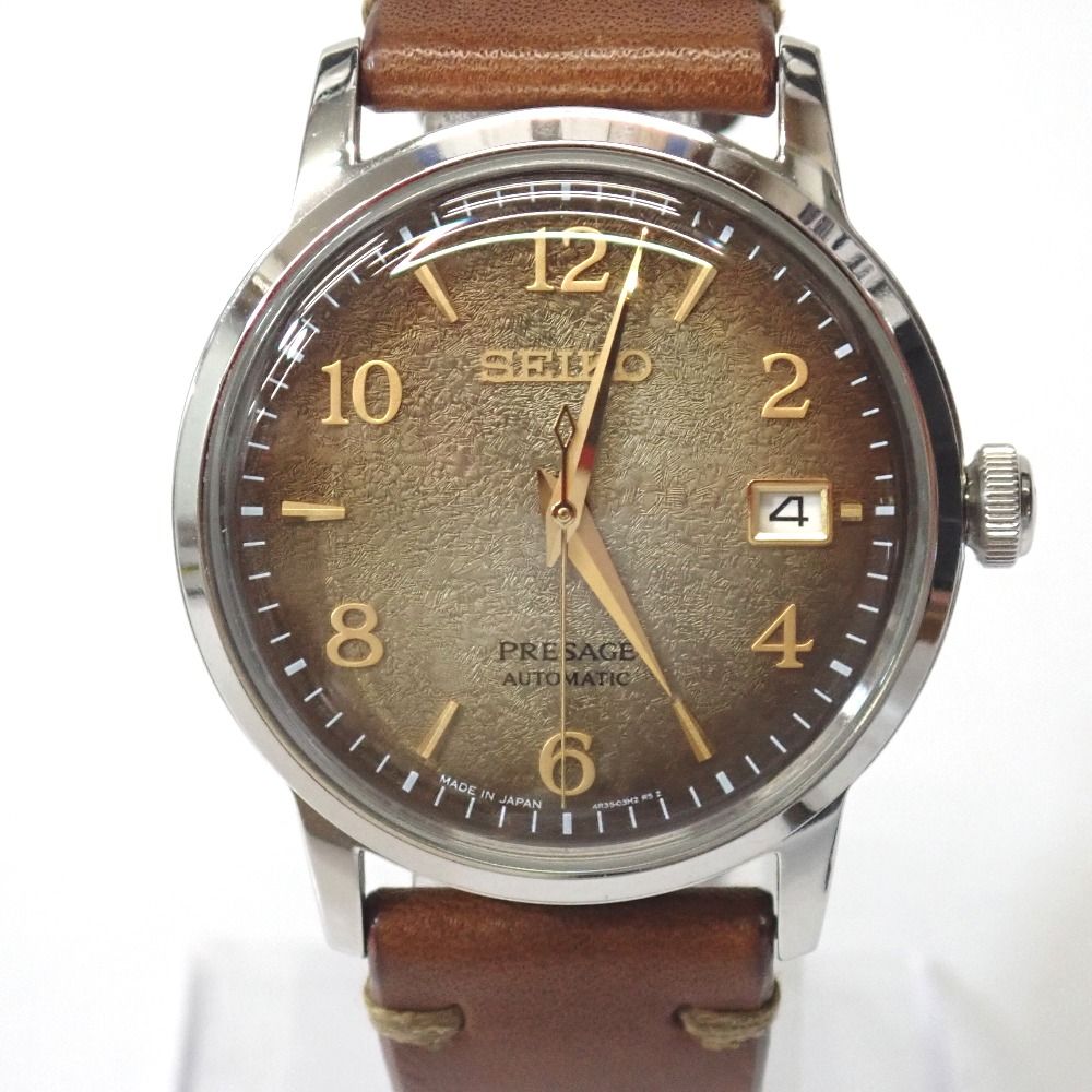 Ft1363371 セイコー 腕時計 プレザージュ Star Bar 4R35-04G0 ブラウン系文字盤 メンズ SEIKO 中古