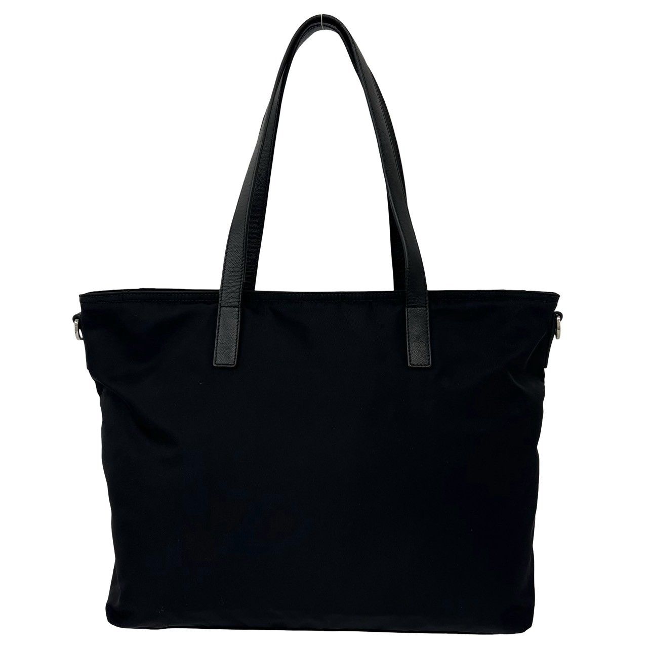【美品✨】PRADA ボストントート　ナイロン×サフィアーノレザー　黒　三角ロゴ 極 美品 PRADA プラダ 三角ロゴ プレート 金具 ナイロン サフィアーノ
