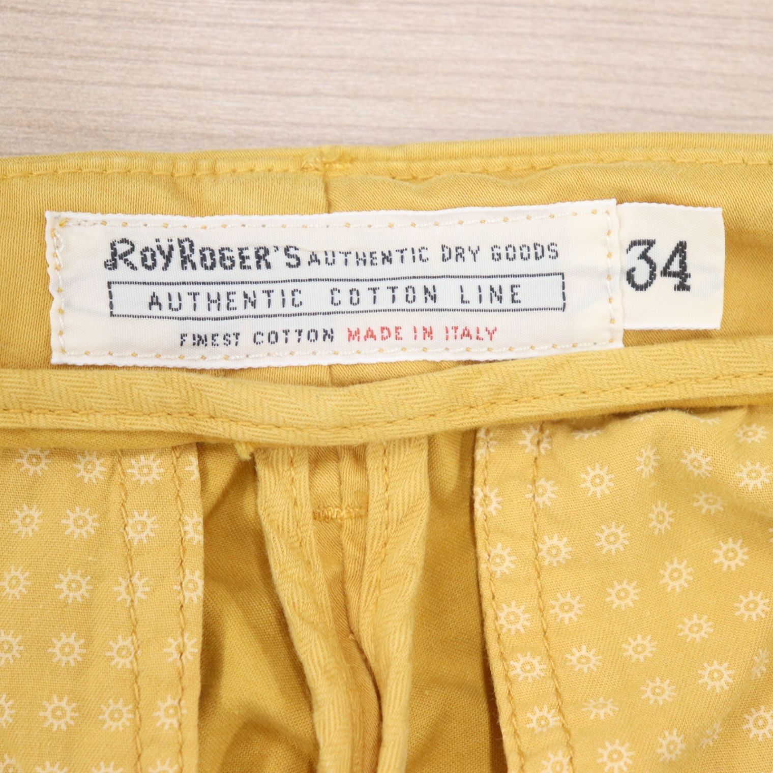 ITDYKEDASJ40 ROY ROGER‘S ロイロジャース パンツ ボトムス スリムフィット コットン 綿 イエロー 黄 メンズ サイズ34 ITDYKEDASJ40 ROY ROGER'S ロイロジャース パンツ ボトムス スリム