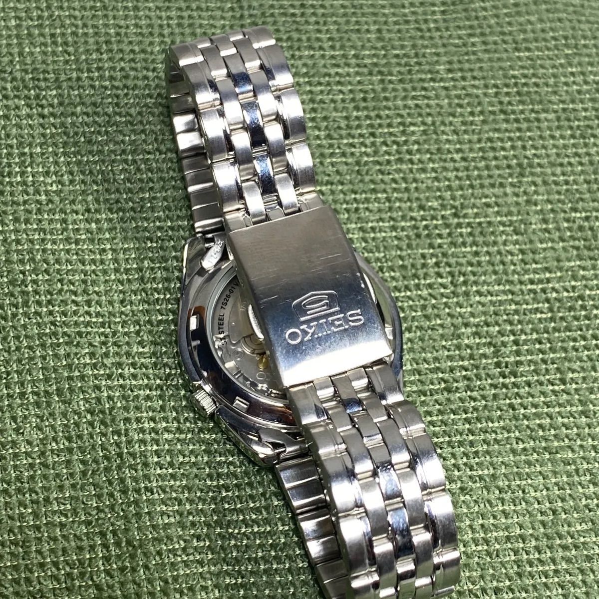 SEIKO セイコー5 自動巻き メンズ 腕時計 稼働品 裏蓋スケルトン