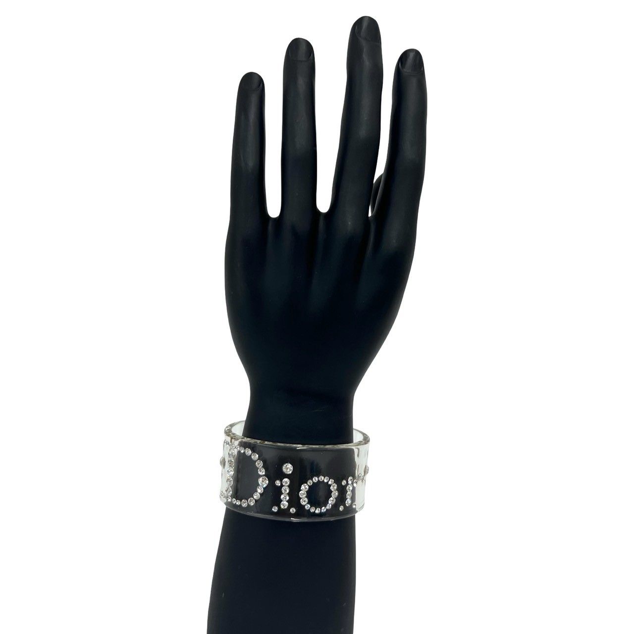 クリスチャンディオール　ブラック ラインストーンブレスレット 極 美品 Christian Dior クリスチャンディオール ロゴ プラスチック