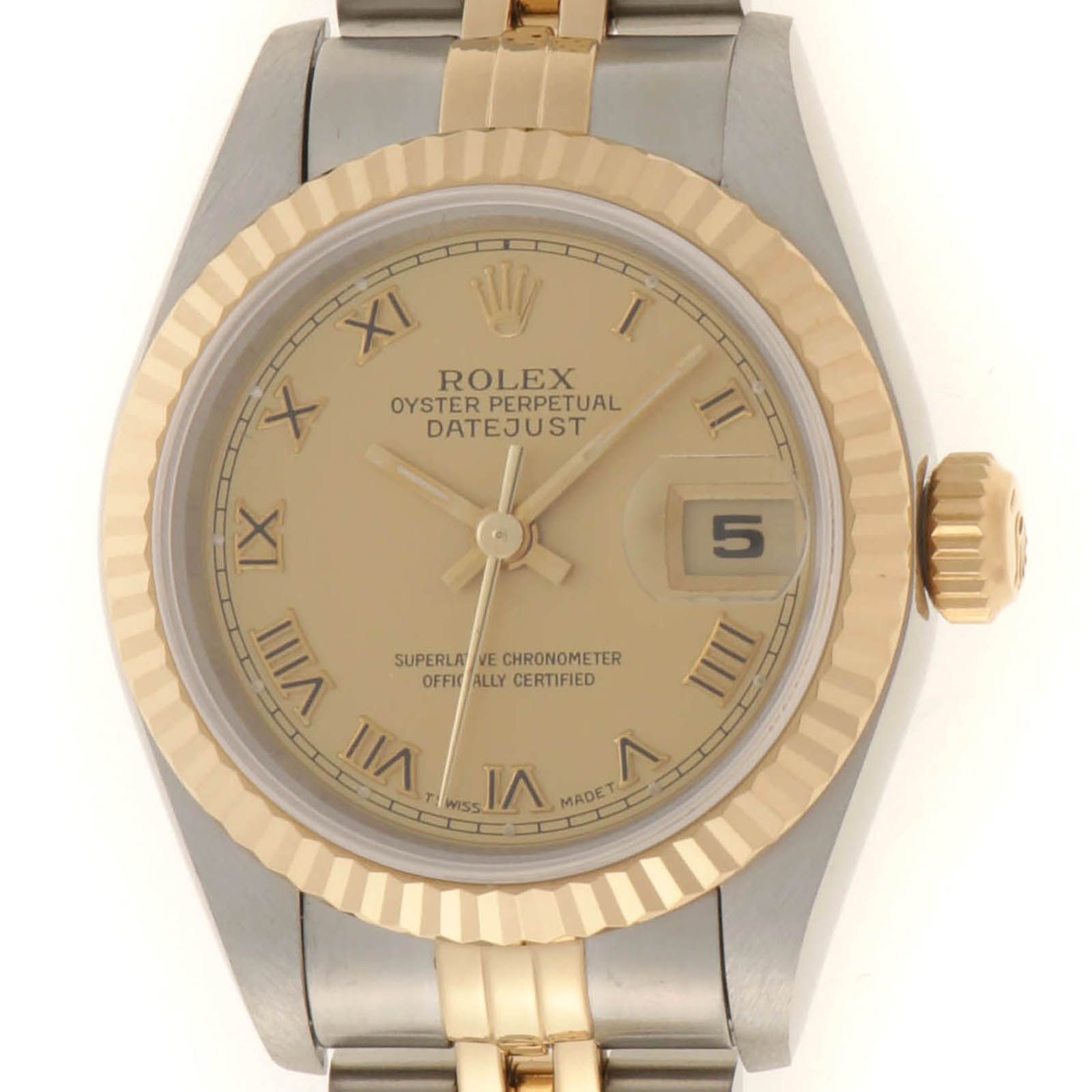 ROLEX ロレックス デイトジャスト 69173 イエローゴールド/ステンレス シャンパンローマ レディース【中古】