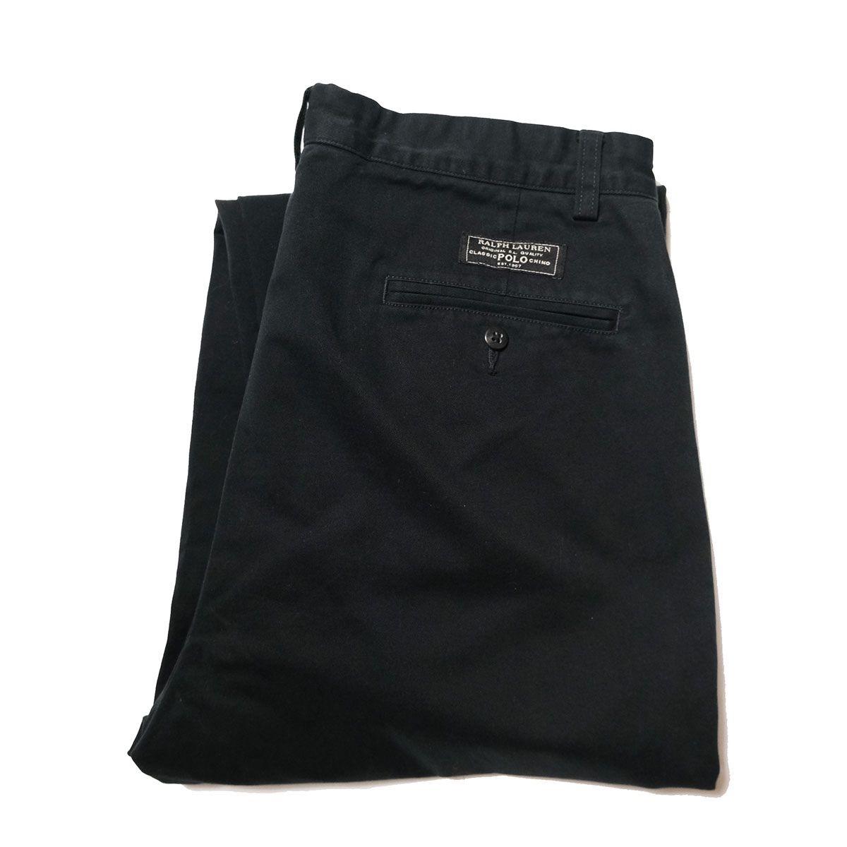 90's 00's ポロラルフローレン 2タック コットン チノパンツ 黒 (33×30) ブラック チノパン ハモンドパンツ 90年代 旧タグ オールド POLO アメリカ古着 USED ビンテージ ヴィンテージ