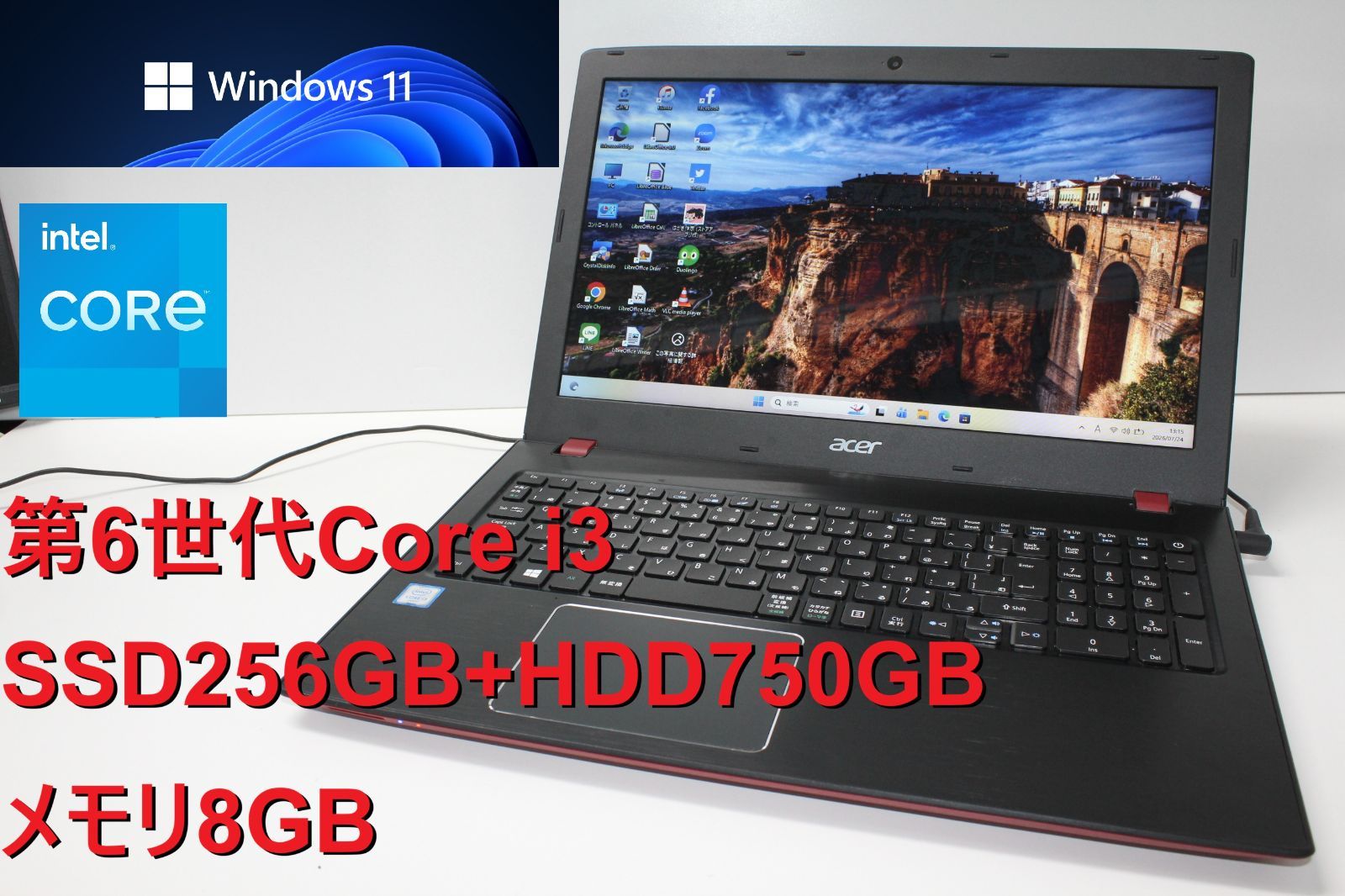 中古ノートパソコンAcer 5760-XSS54 中古ノートPC】Acer〈Aspire E5-576-F34D〉第6世代Core i3/SSD256GB+