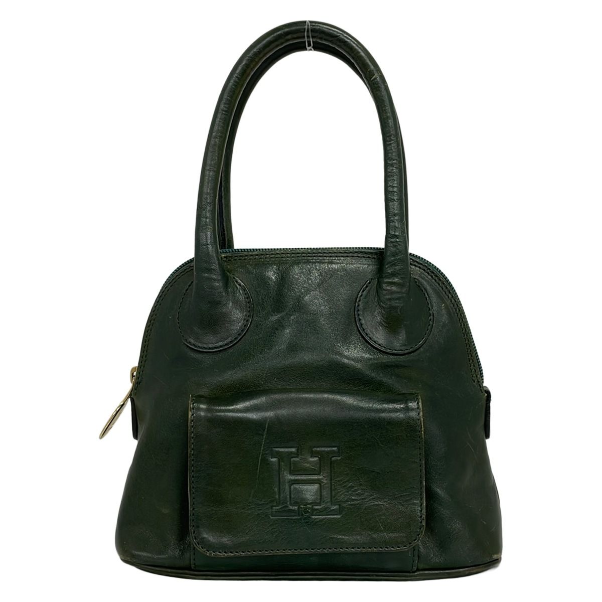美品 ヒロフ HIROFU レザー ハンドバッグ ダークグリーン HIROFU(ヒロフ) ハンドバッグ - ダークグリーン レザー - メルカリ