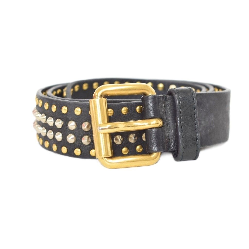 ミュウミュウ miumiu スタッズ ベルト ハトメ レザー 70/28 黒