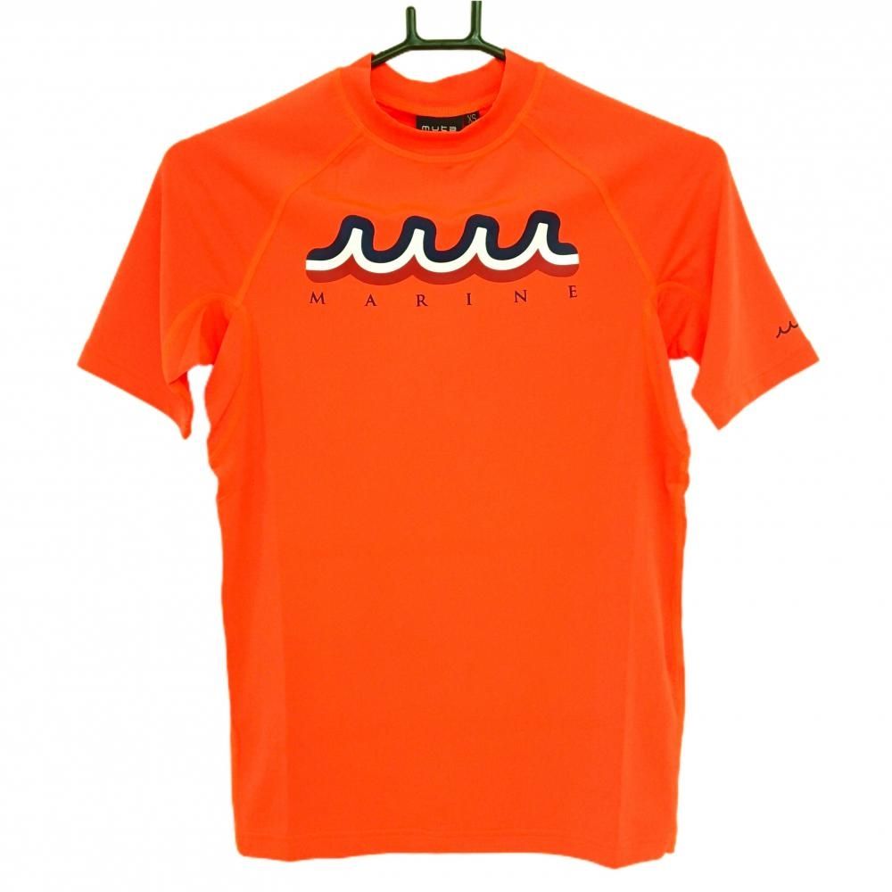 新品】ムータマリン Tシャツ オレンジ ロゴプリント ストレッチ