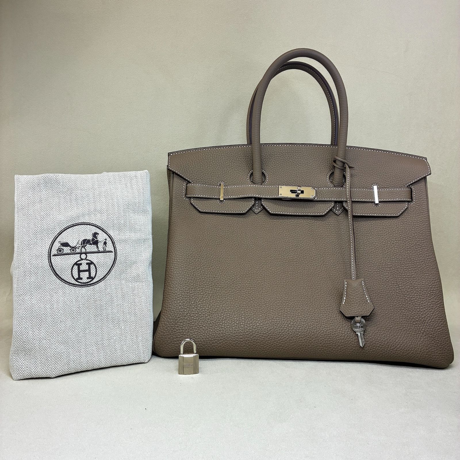 HERMES エルメス バーキン35 エトゥープ トゴ シルバー金具 Y刻印 ハンドバッグ