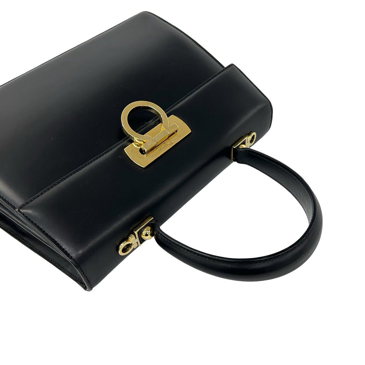 【美品】サルヴァトーレフェラガモ ガンチーニ ハンドバッグ レザー ブラック 極 美品 Salvatore Ferragamo サルヴァトーレフェラガモ ガンチーニ