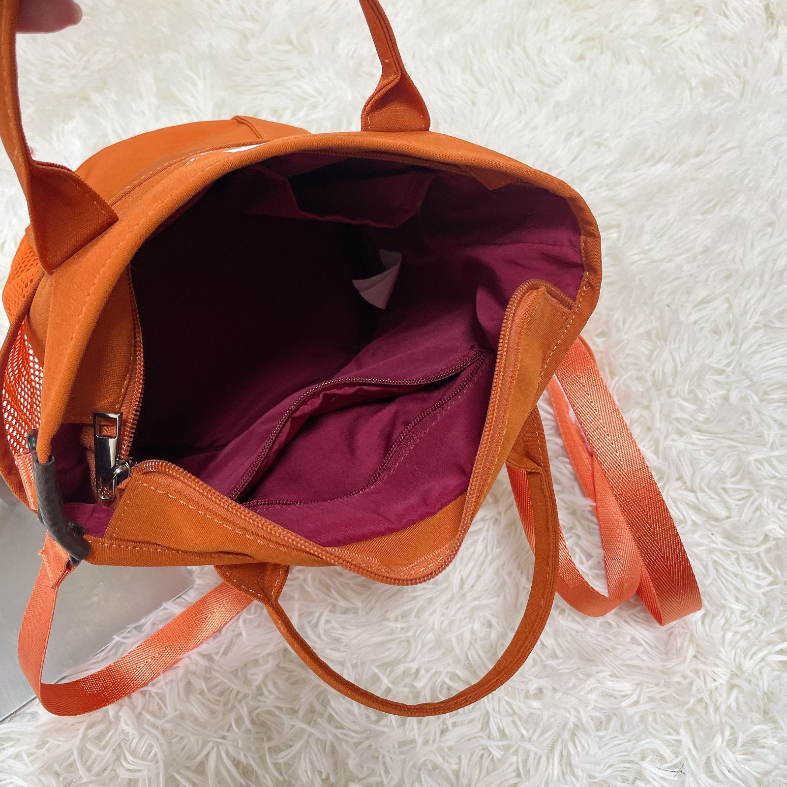 美品】PICONE ピッコーネ メッシュポケット 2WAYバッグ オレンジ 軽量 