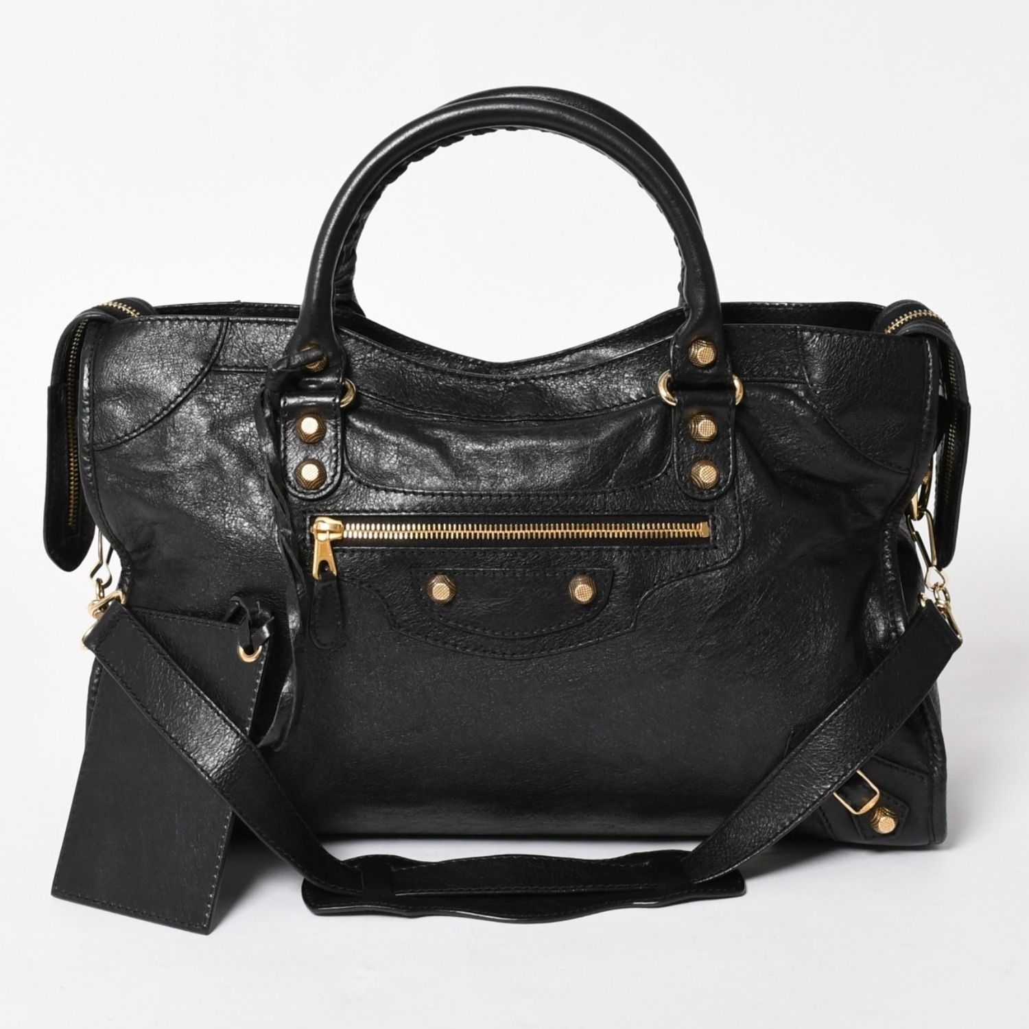 BALENCIAGA バレンシアガ ザ・シティ 2WAYハンドバッグ ショルダーバッグ ブラック レザー 281770 シルバー金具 極美品 BALENCIAGA バレンシアガ ザジャイアントシティ レザー 2WAY