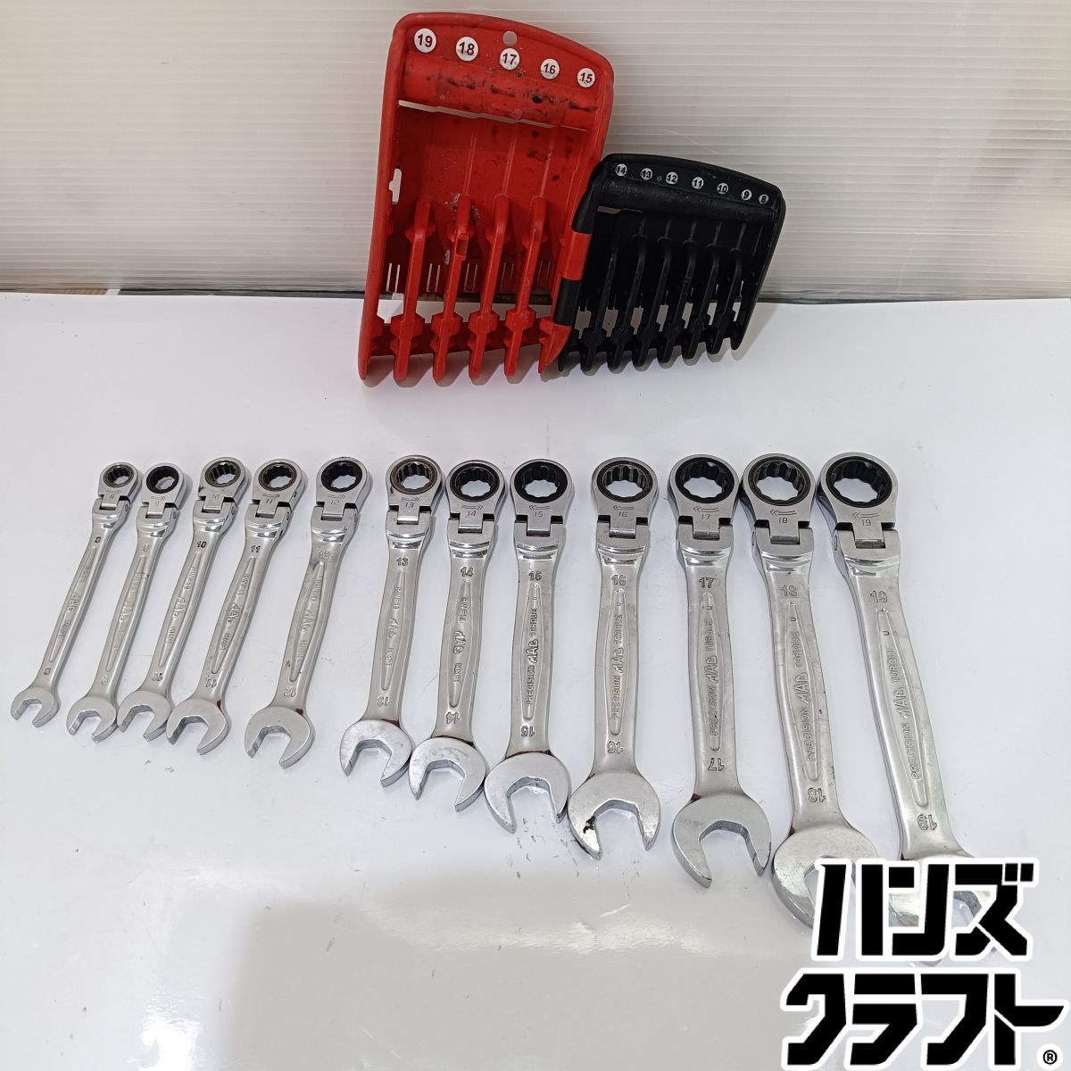 【現状品】マックツールズ　MAC　TOOLS　コンビギアレンチセット　RWF8-19　【中古】※一部首振りラチェット部ゆるくぐらつき有