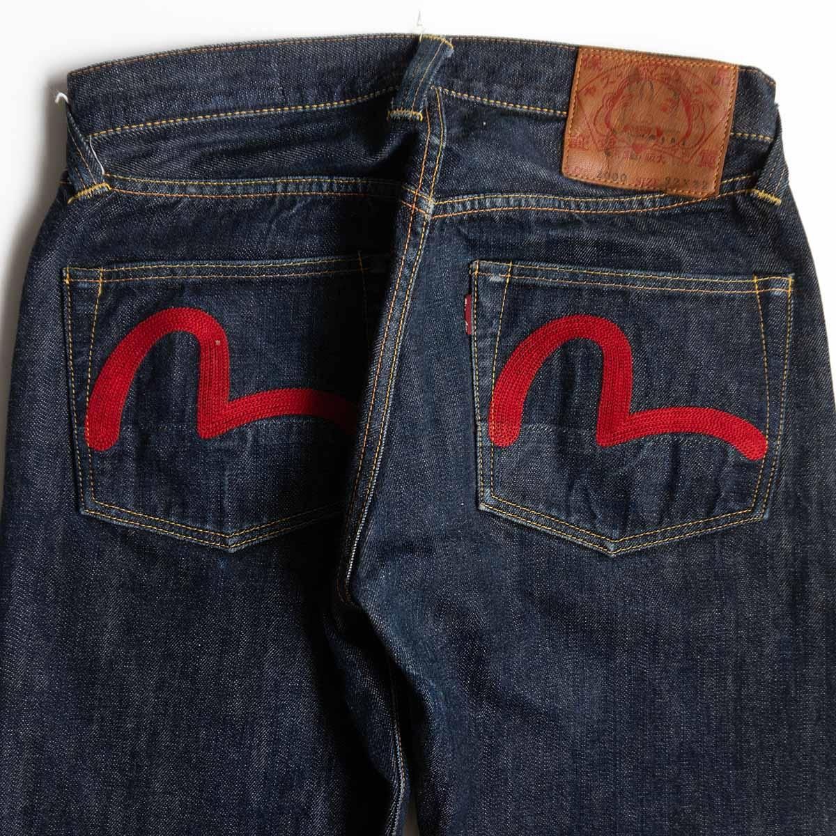 濃紺】EVISU 【LOT.2000 デニムパンツ】32×32 エビス ジーンズ 赤
